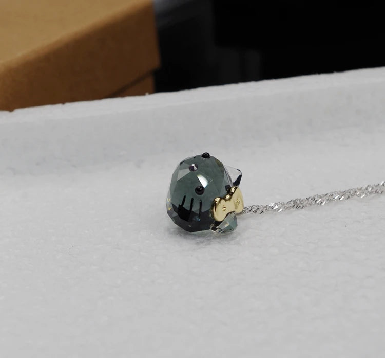 Kawaii Hello Kitty Black Crystal Necklace & Earrings