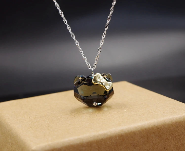Kawaii Hello Kitty Black Crystal Necklace & Earrings