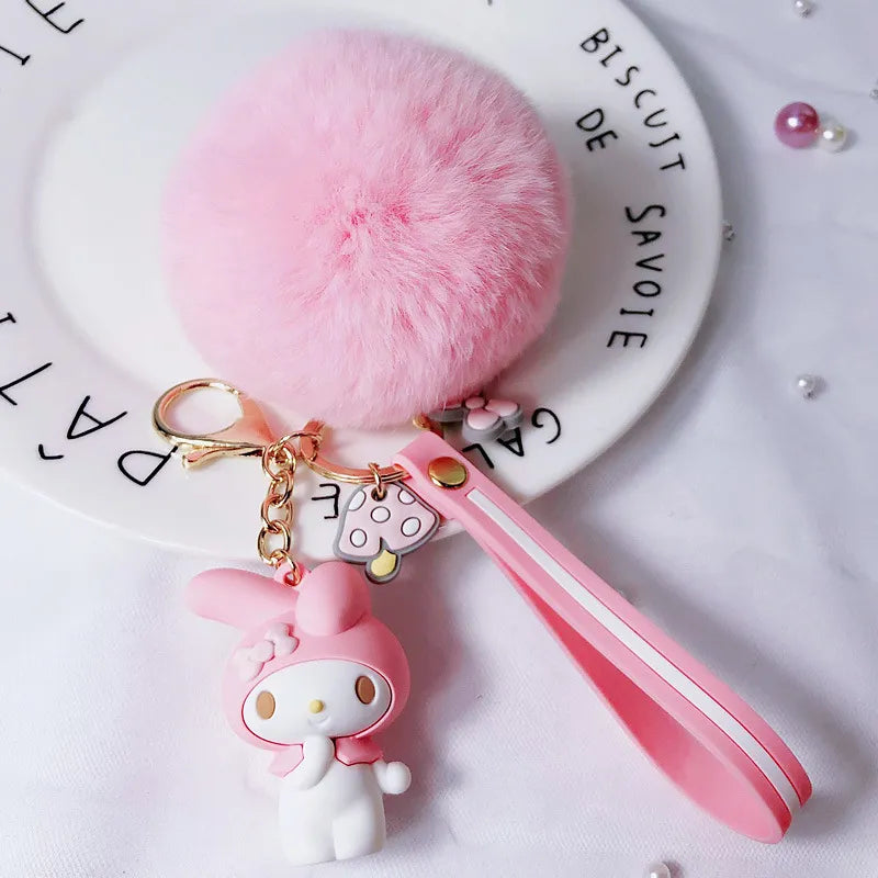 Kawaii Sanrio Fluffy Keychain with doll - KAWAII LULU