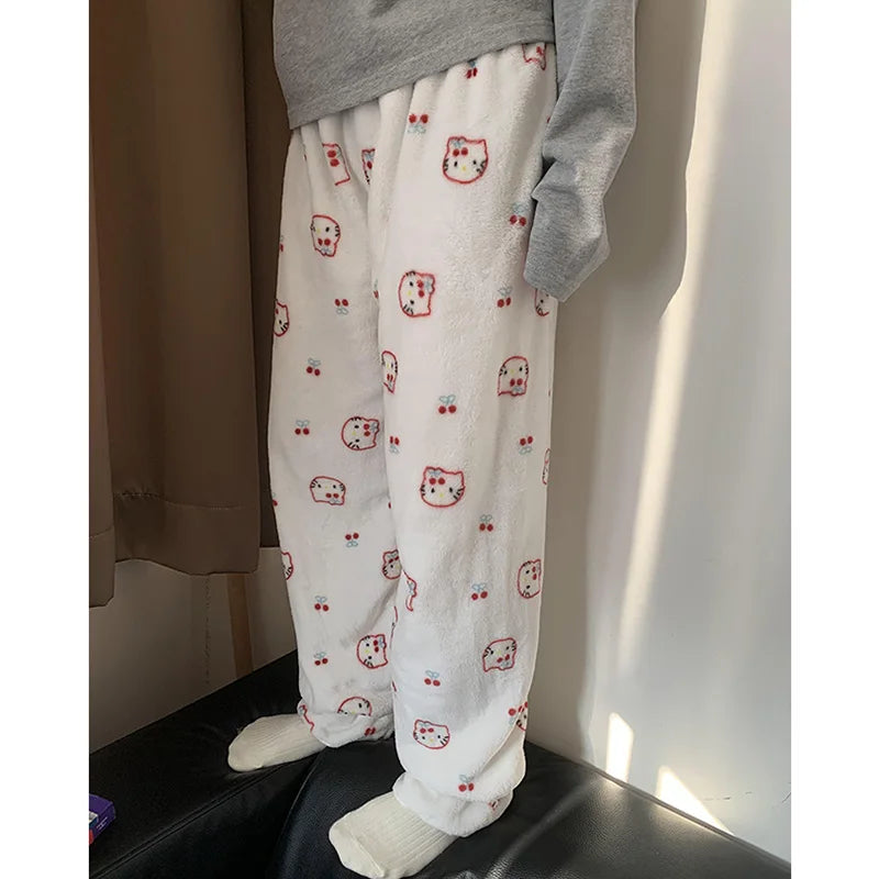Kawaii Hello Kitty Plush Pajama Pants - KAWAII LULU