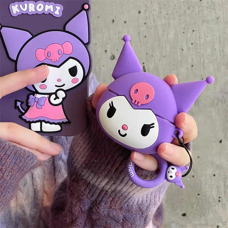 Kawaii Kuromi Purple AirPods Case with Keyring