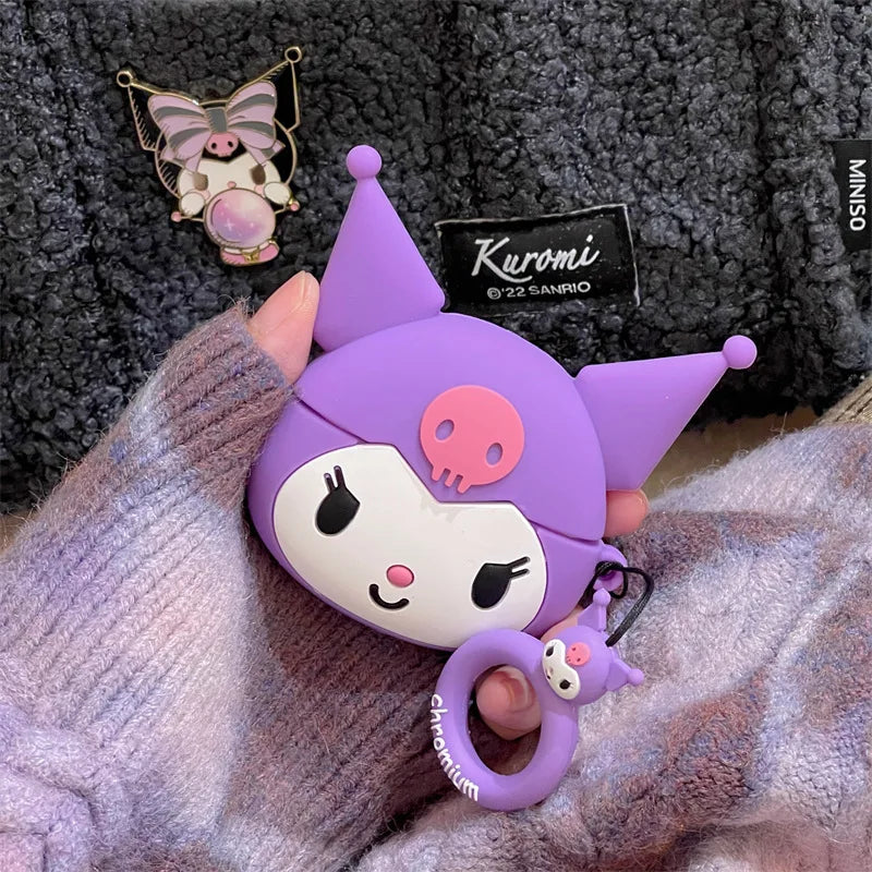 Kawaii Kuromi Purple AirPods Case with Keyring