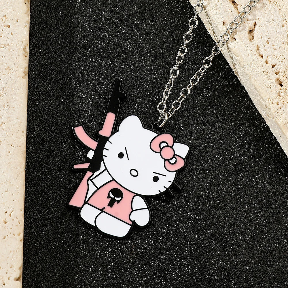 Kawaii Warrior Kitty Pendant Necklace