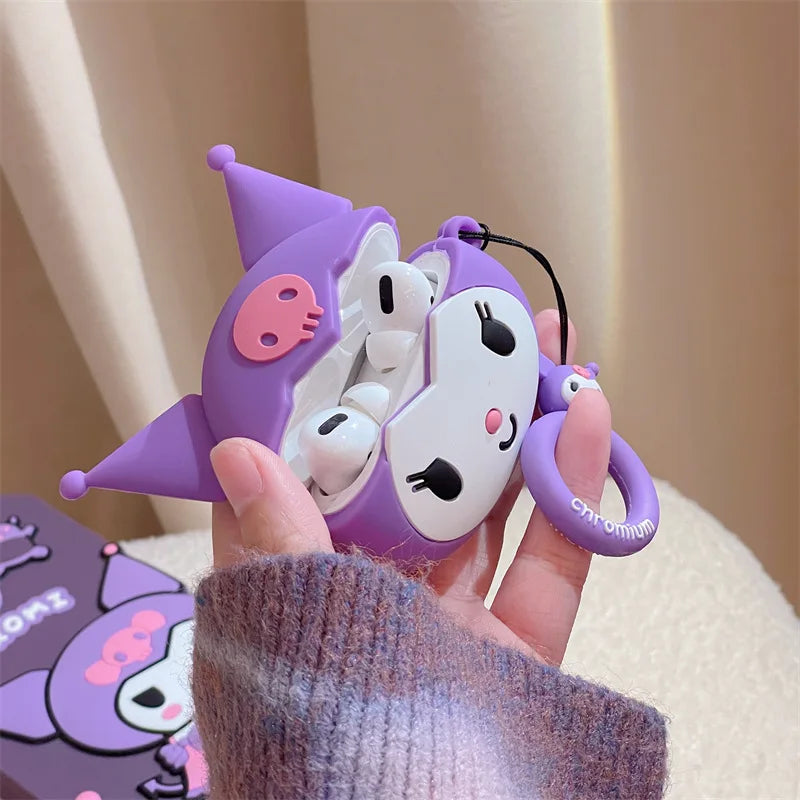 Kawaii Kuromi Purple AirPods Case with Keyring