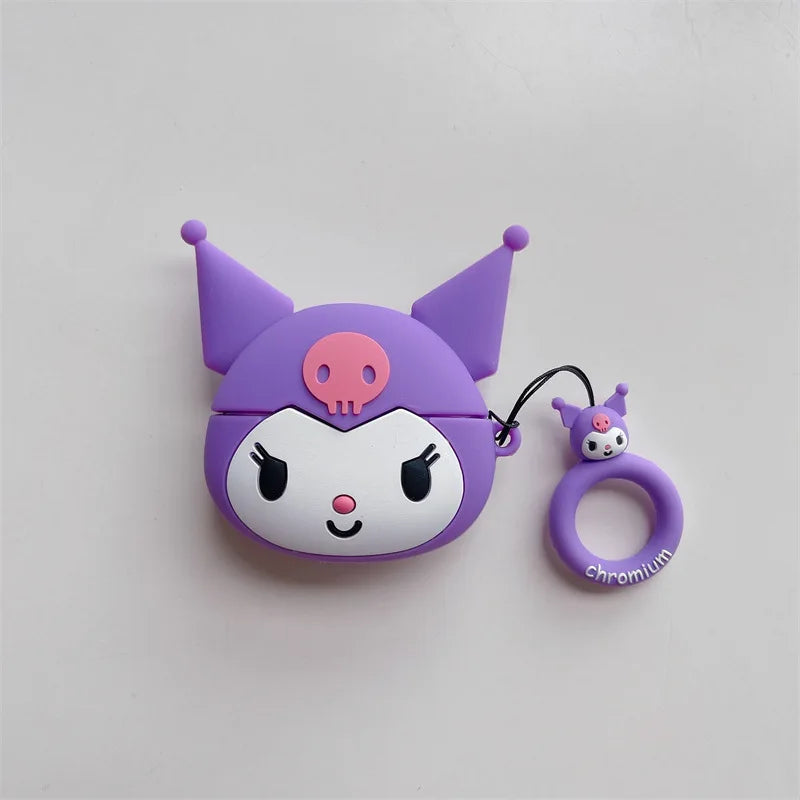 Kawaii Kuromi Purple AirPods Case with Keyring