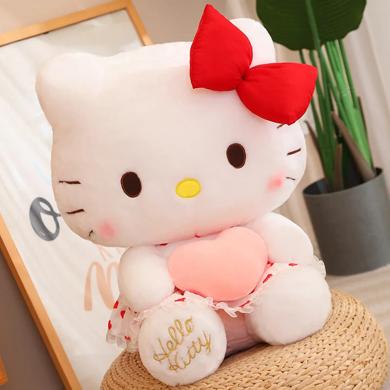 Kawaii Hello Kitty Plush Toy Holding Love Heart