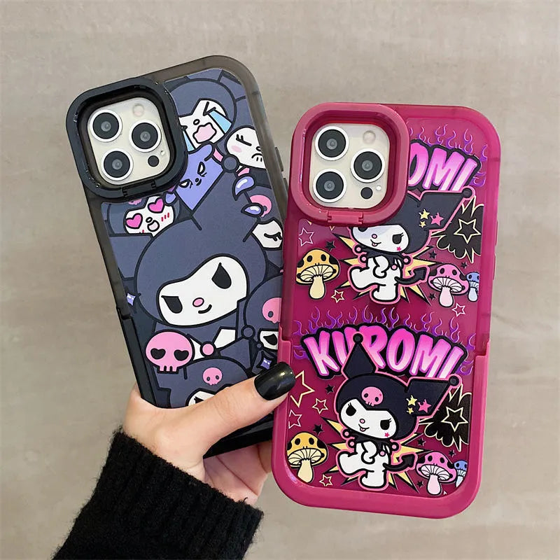 Kawaii Kuromi iPhone Case (Black & Maroon)