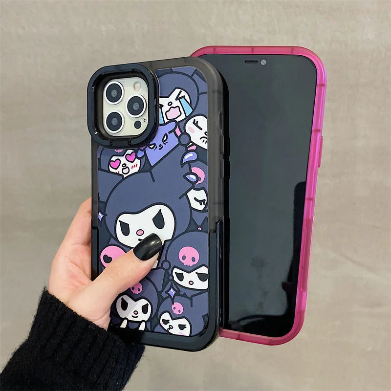Kawaii Kuromi iPhone Case (Black & Maroon)