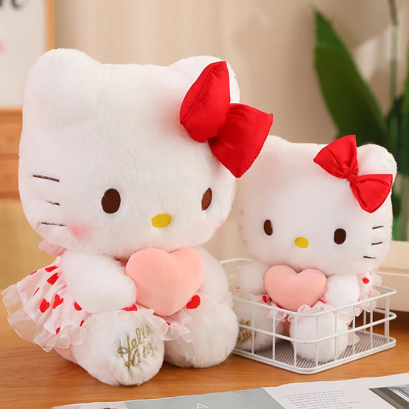 Kawaii Hello Kitty Plush Toy Holding Love Heart