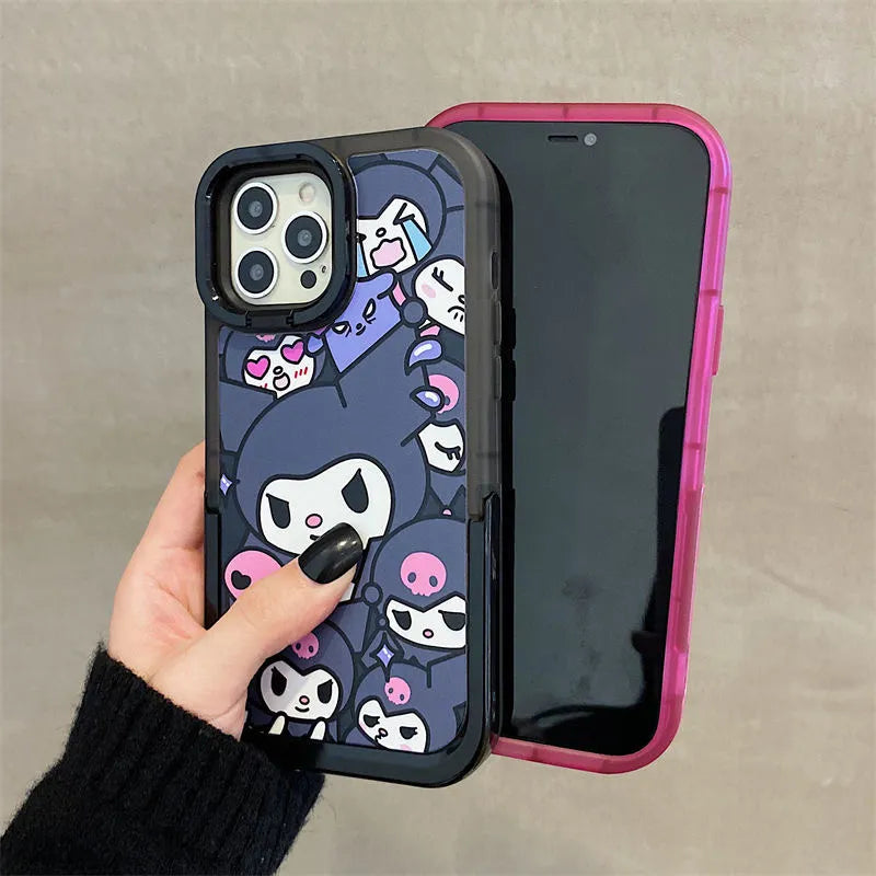 Kawaii Kuromi iPhone Case (Black & Maroon)