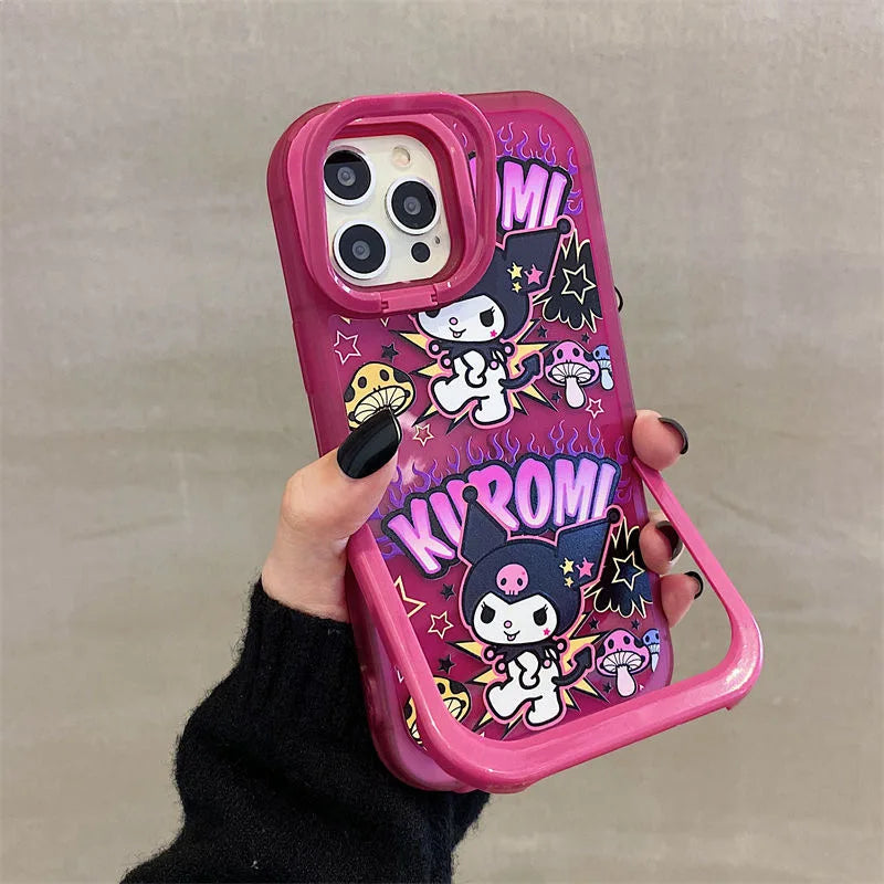 Kawaii Kuromi iPhone Case (Black & Maroon)