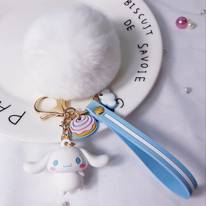 Kawaii Sanrio Fluffy Keychain with doll - KAWAII LULU