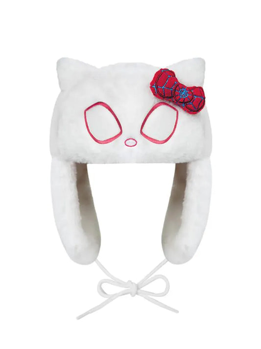 Kawaii Hello Kitty x Spider-Man Ushanka Hat (White) - KAWAII LULU