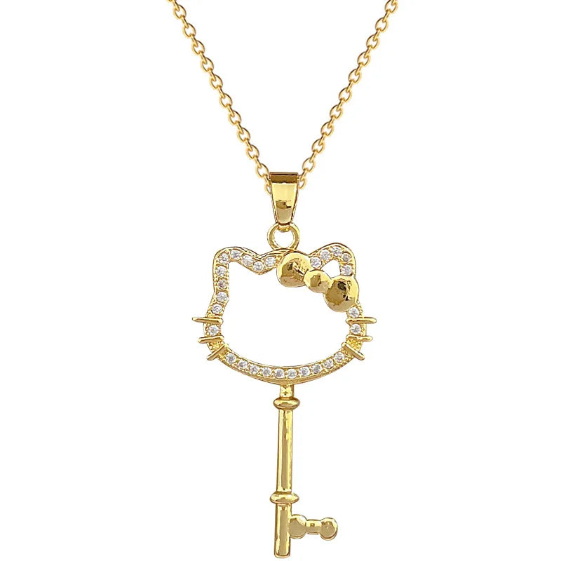Kawaii Hello Kitty Key Pendant Necklace