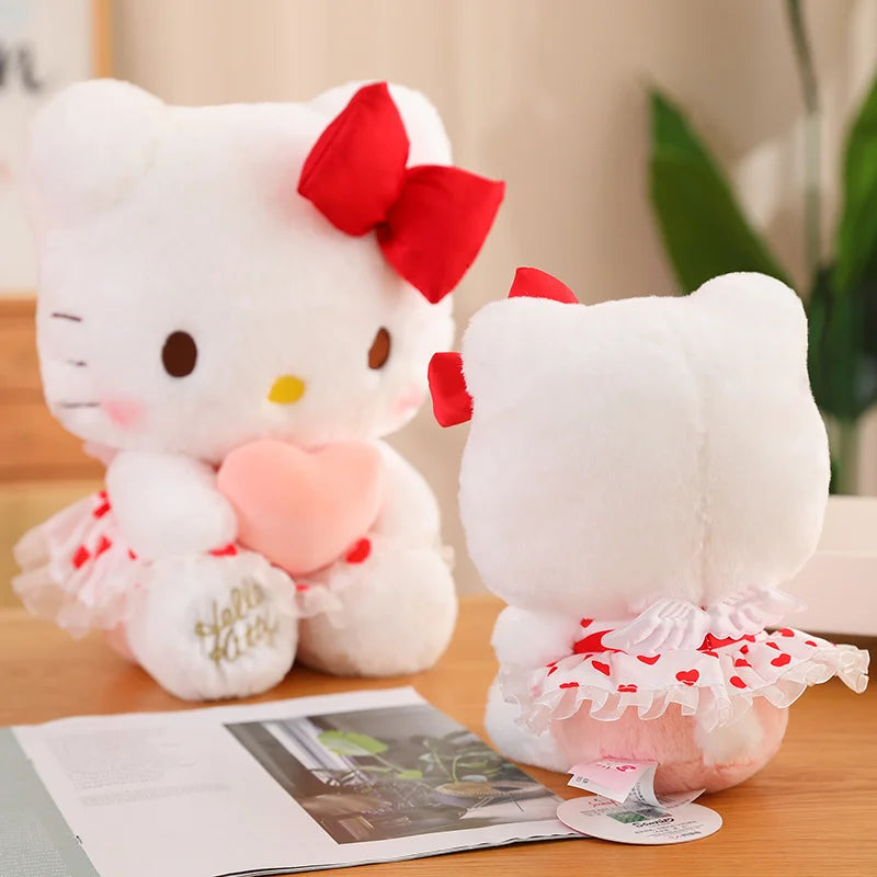 Kawaii Hello Kitty Plush Toy Holding Love Heart