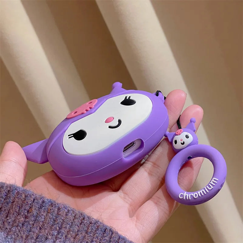 Kawaii Kuromi Purple AirPods Case with Keyring