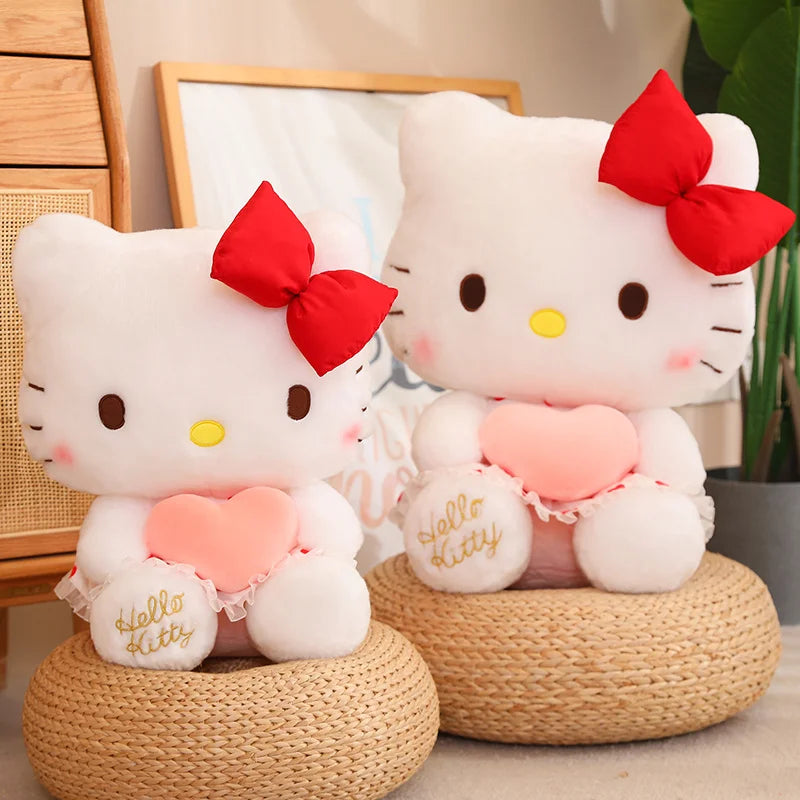 Kawaii Hello Kitty Plush Toy Holding Love Heart