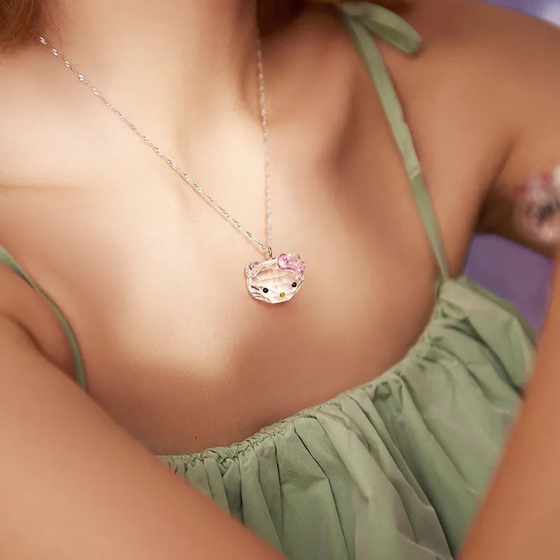 Kawaii Hello Kitty Crystal Necklace