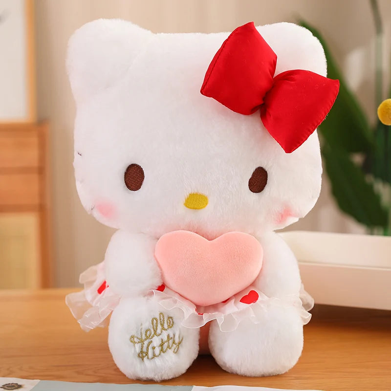Kawaii Hello Kitty Plush Toy Holding Love Heart