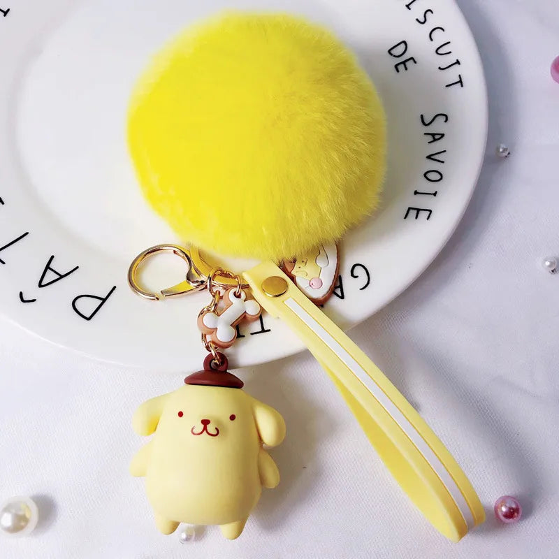 Kawaii Sanrio Fluffy Keychain with doll - KAWAII LULU