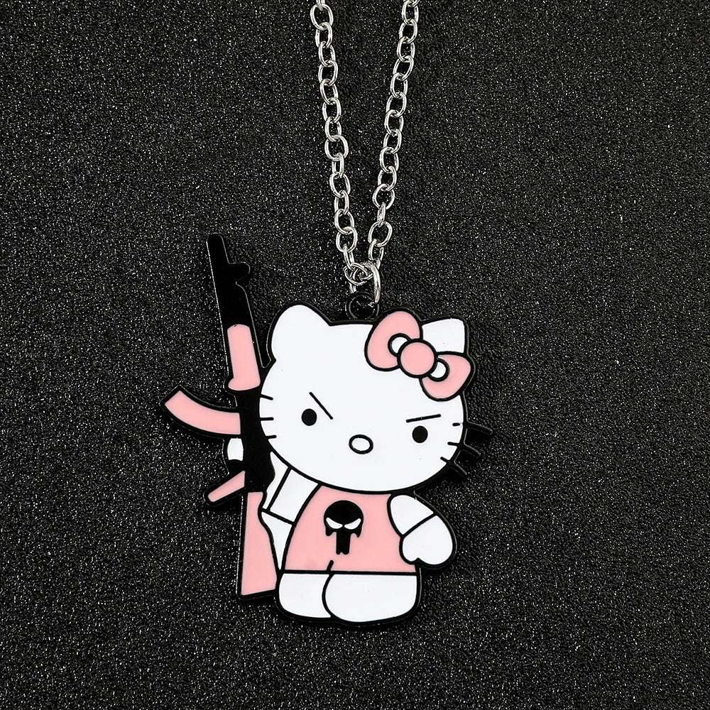 Kawaii Warrior Kitty Pendant Necklace