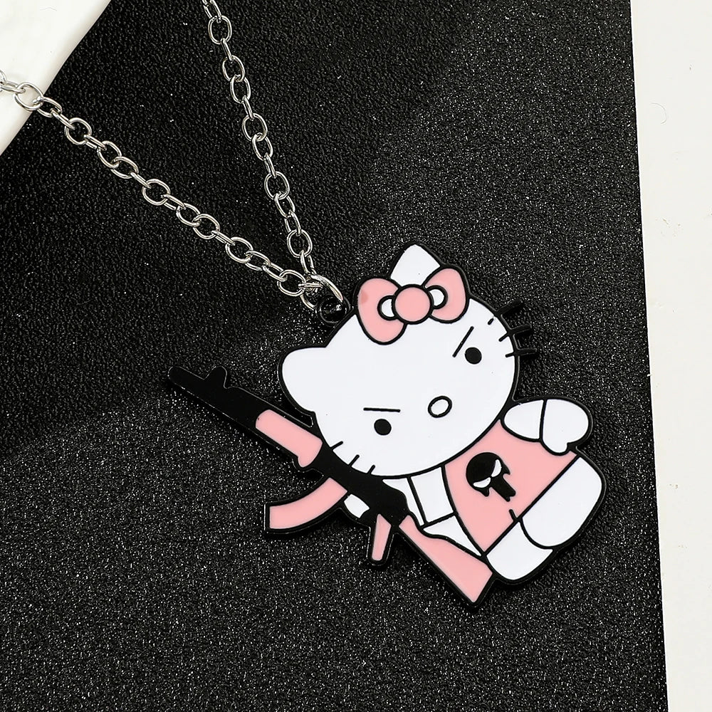 Kawaii Warrior Kitty Pendant Necklace