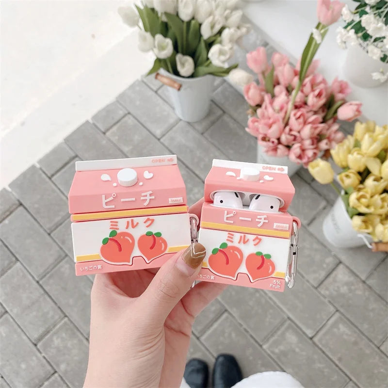 Kawaii Peach Milk AirPods Case