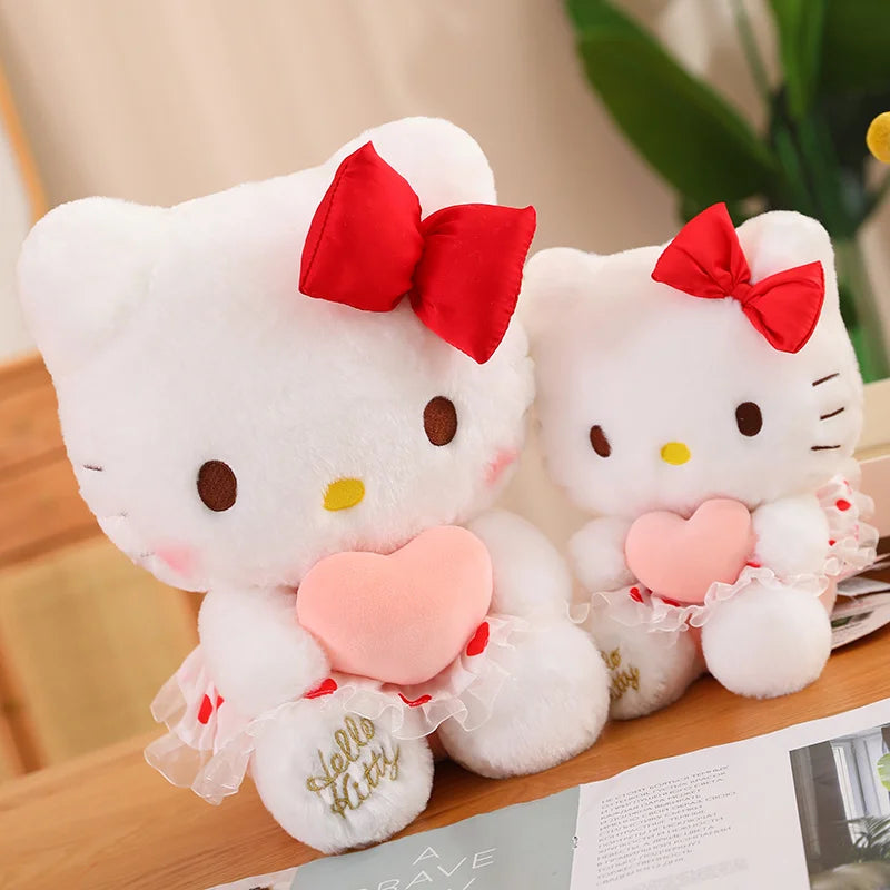 Kawaii Hello Kitty Plush Toy Holding Love Heart