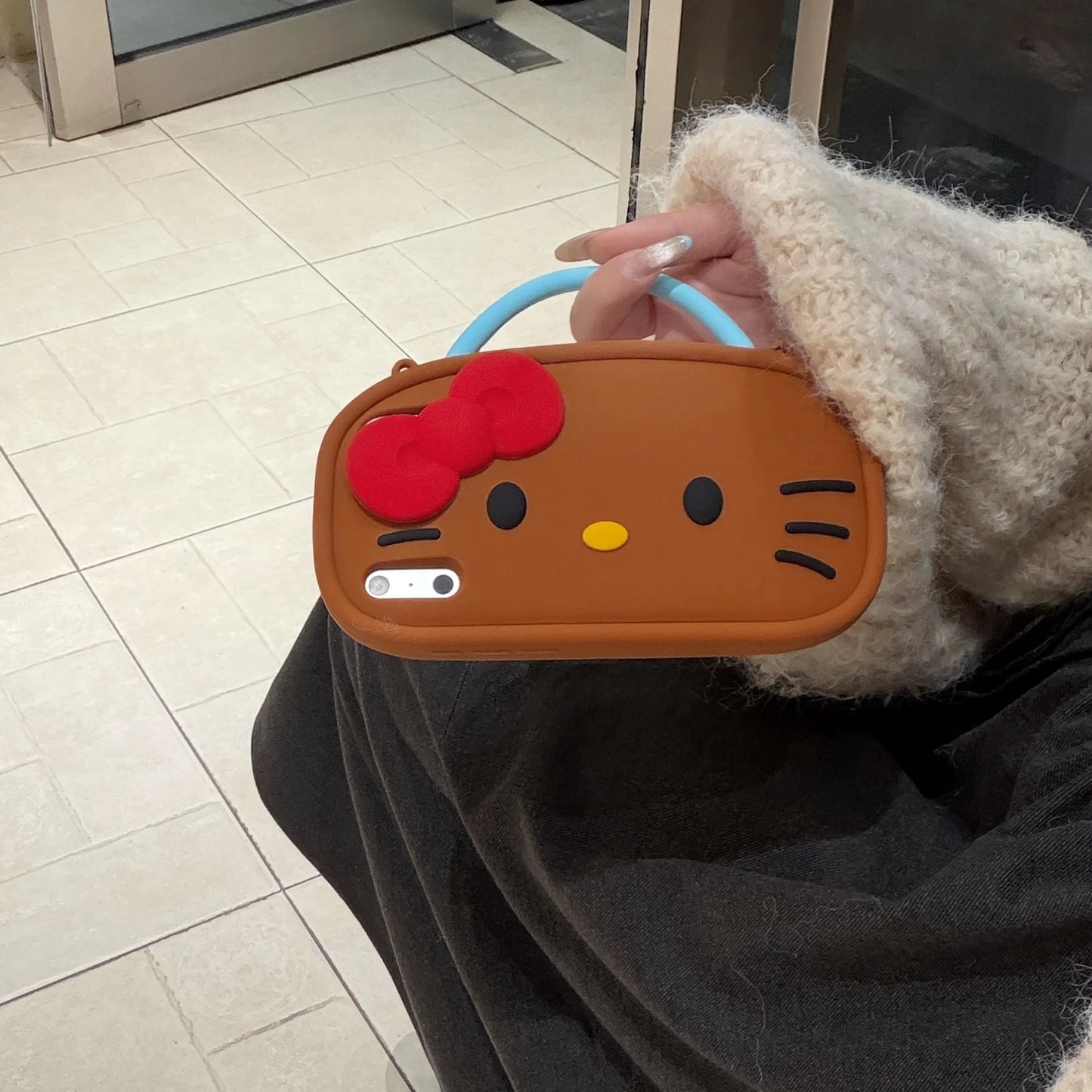 Kawaii Hello Kitty Silicone Cross-Body iPhone Case