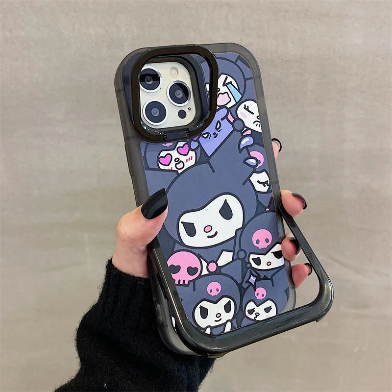 Kawaii Kuromi iPhone Case (Black & Maroon)
