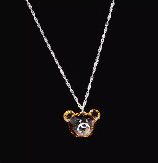 Kawaii Teddy Bear Crystal Necklace & Earrings