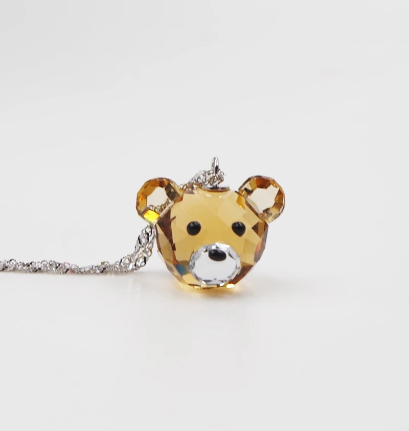 Kawaii Teddy Bear Crystal Necklace & Earrings