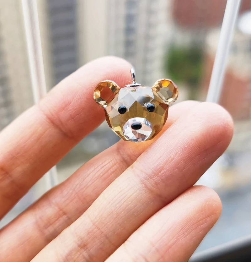 Kawaii Teddy Bear Crystal Necklace & Earrings