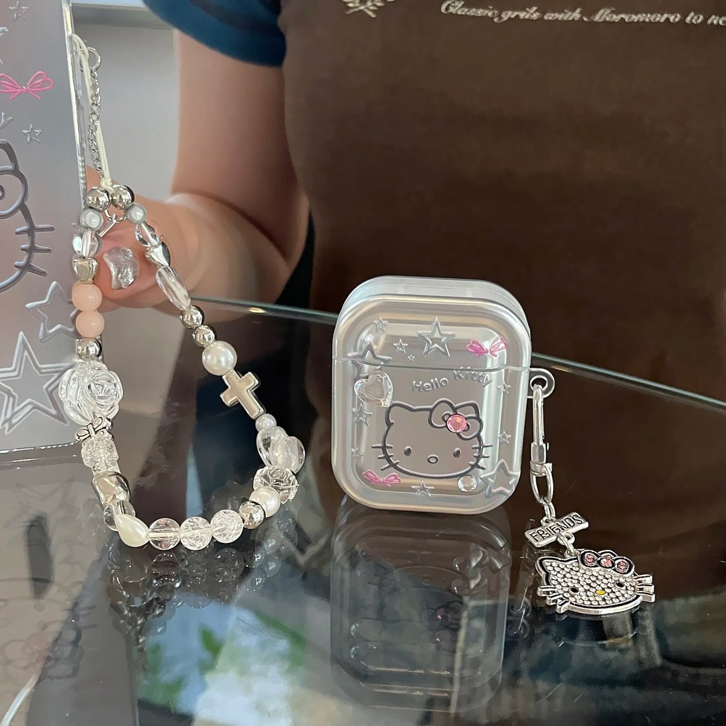 Kawaii Hello Kitty Metal AirPods Case with Pendant - KAWAII LULU
