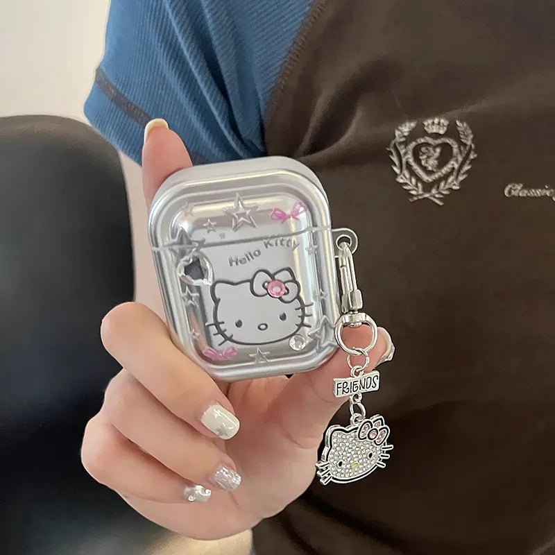 Kawaii Hello Kitty Metal AirPods Case with Pendant - KAWAII LULU