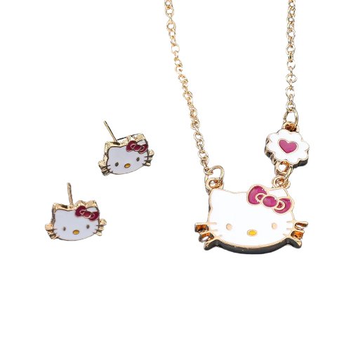 Kawaii Hello Kitty Necklace & Earrings Set - KAWAII LULU