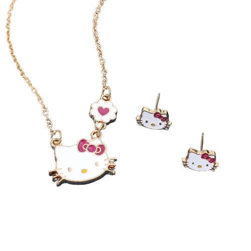 Kawaii Hello Kitty Necklace & Earrings Set - KAWAII LULU