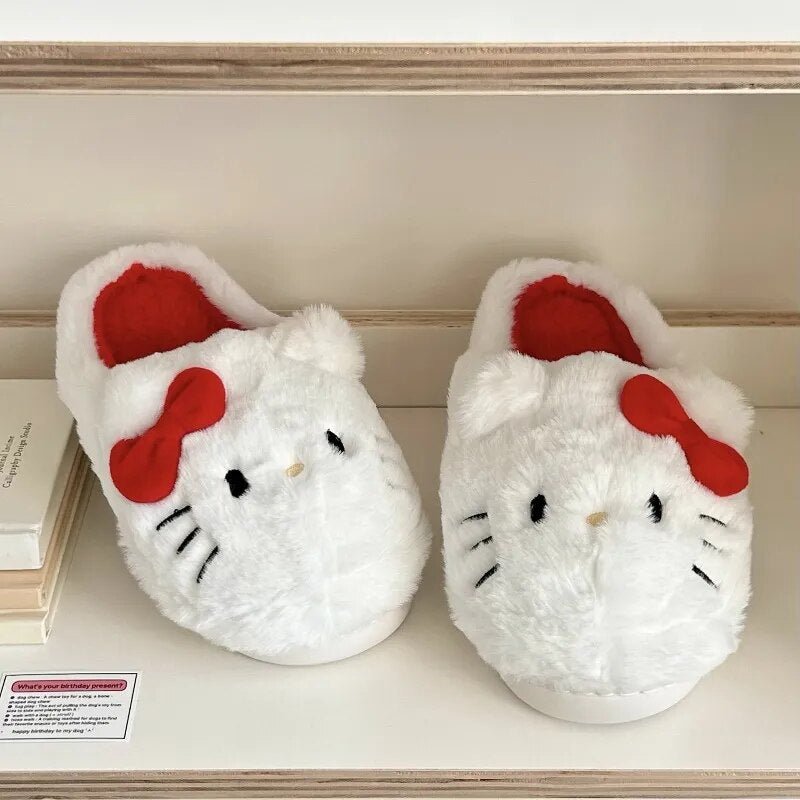 Kawaii Hello Kitty Plush Slippers - KAWAII LULU
