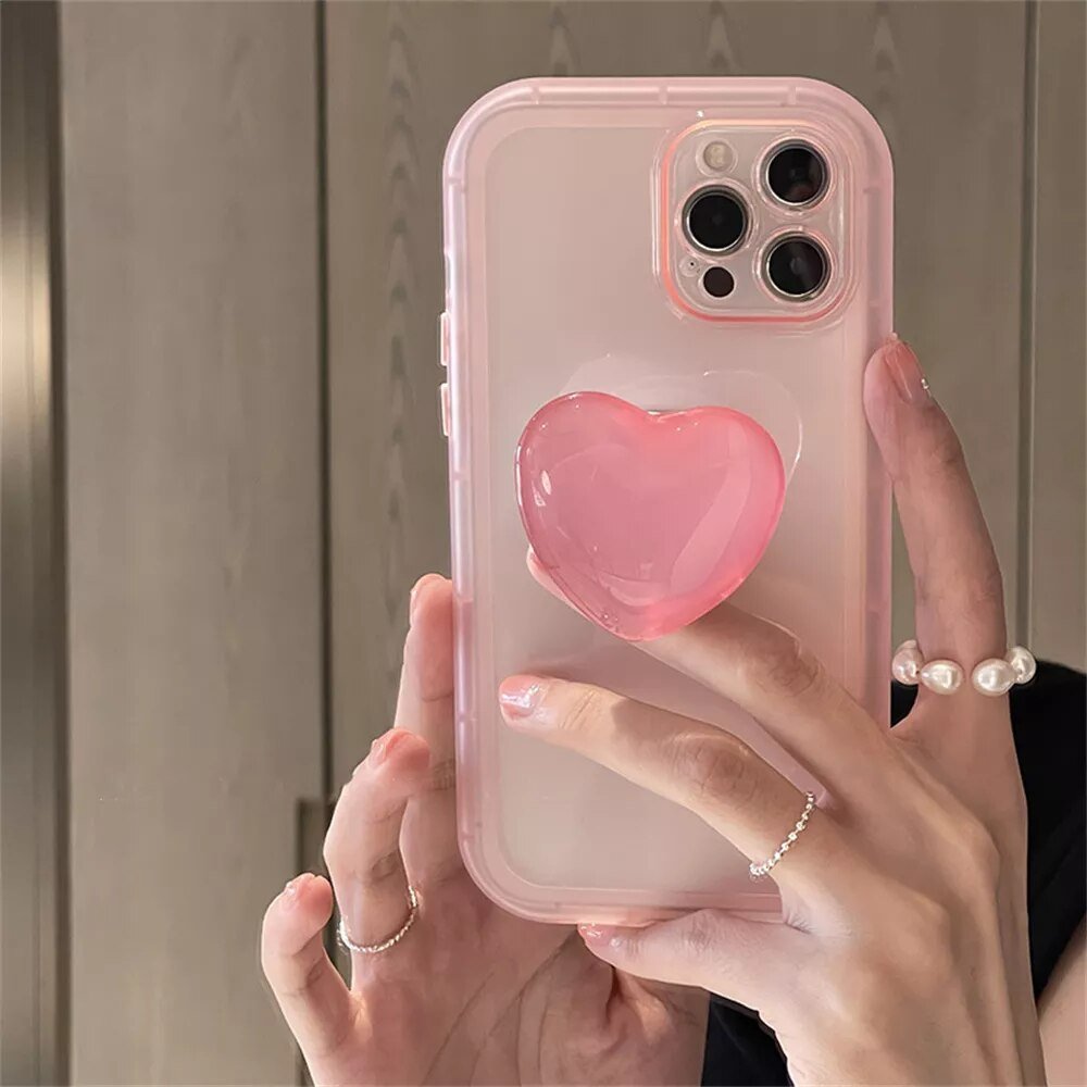 Kawaii Jelly iPhone Case with Love Heart Holder - KAWAII LULU