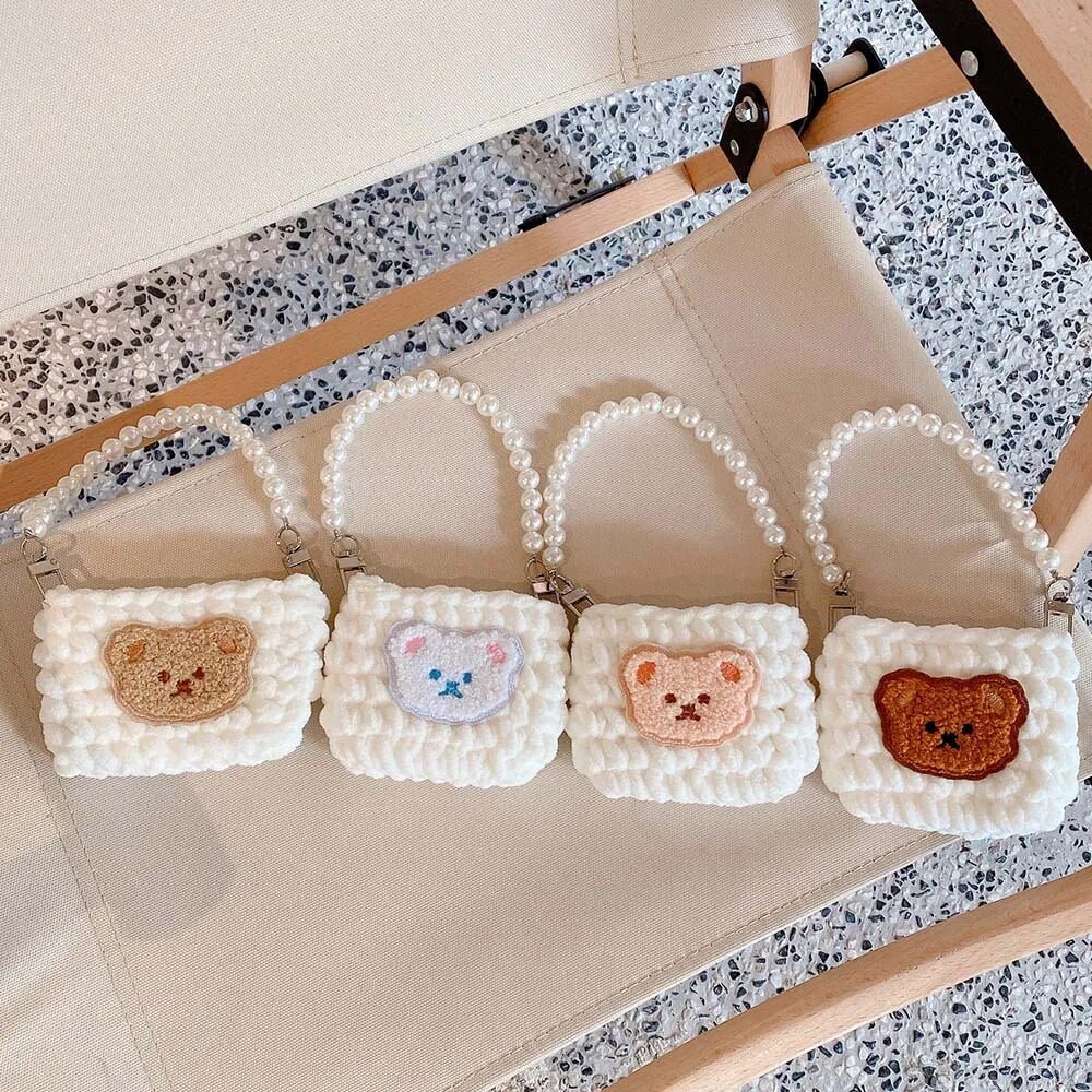 Kawaii Knitted Bag AirPods Case with Pearl Chain - KAWAII LULU