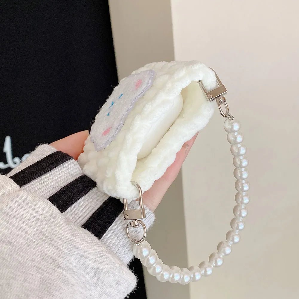 Kawaii Knitted Bag AirPods Case with Pearl Chain - KAWAII LULU