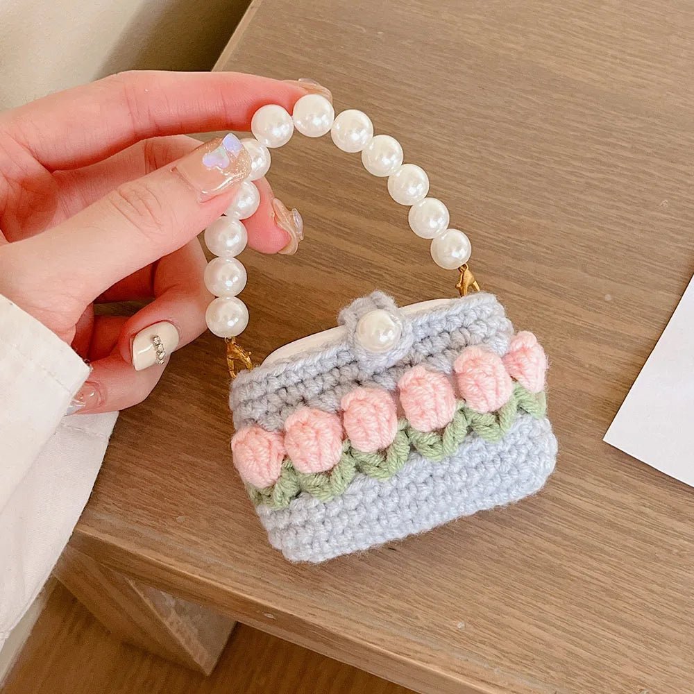 Kawaii Knitted Flower AirPods Case with Pear Chain - KAWAII LULU