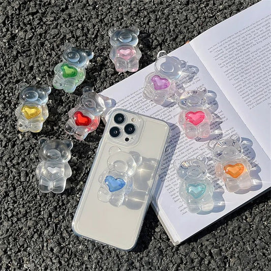 Kawaii Love Heart Bear Phone Griptok - KAWAII LULU