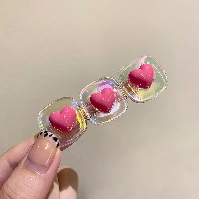 Kawaii Pink Love Heart Hair Clips - KAWAII LULU
