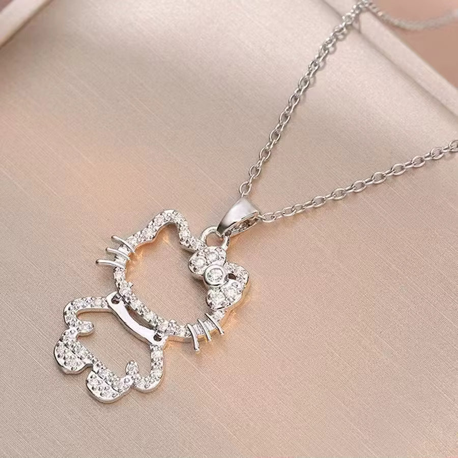 Kawaii Hello Kitty Crystal Pendant Necklace