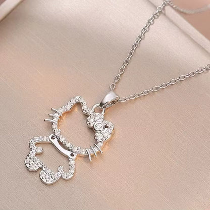 Kawaii Hello Kitty Crystal Pendant Necklace