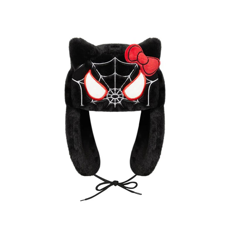 Kawaii Hello Kitty x Spider-Man Ushanka Hat (Black) | KAWAII