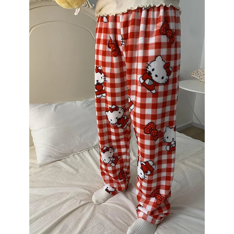 Kawaii Hello Kitty Plush Pajama Pants - KAWAII LULU