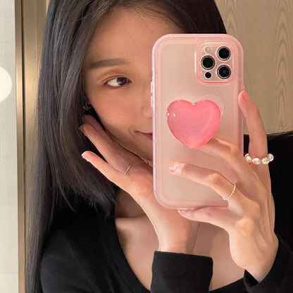 Kawaii Jelly iPhone Case with Love Heart Holder