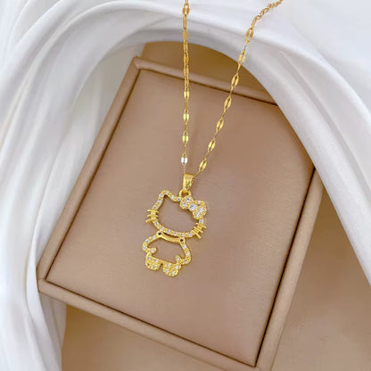 Kawaii Hello Kitty Crystal Pendant Necklace